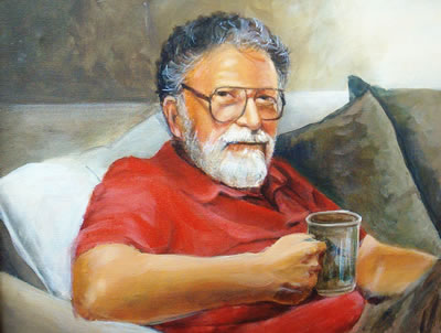 man holding mug