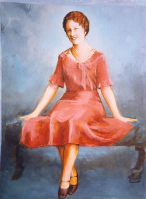 woman in red dress