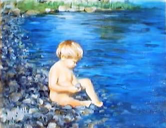 boy at egde of pond